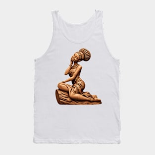 Afrocentric Woman Wooden Carving Tank Top